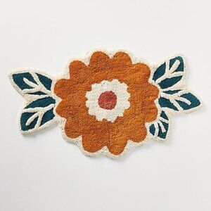 Orange and Blue Floral Bath Mat New